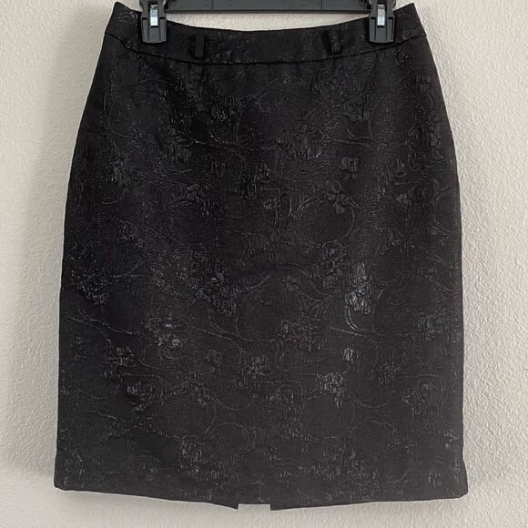 Worthington Black Jacquard Floral Skirt Size 6 - Picture 1 of 7